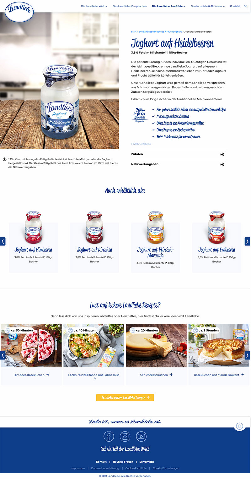 Landliebe — Produktseite